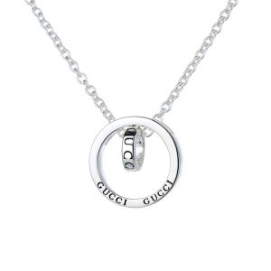 Gucci Double Ring Buckle Necklace In Silver