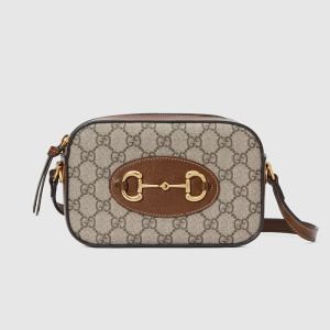 Gucci Small Horsebit 1955 Camera Bag In GG Supreme Canvas Beige/Brown