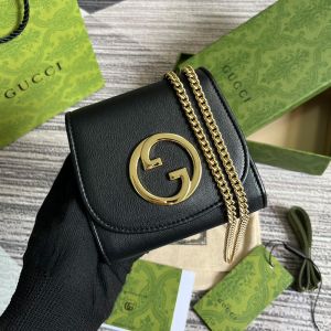 Gucci Medium Blondie Chain Wallet In Leather 725219 Black