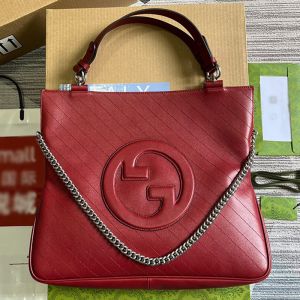 Gucci Medium Blondie Square Tote In Subtler Leather 751516 Burgundy