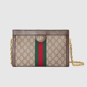 Gucci Small Ophidia Clutch Shoulder Bag In GG Supreme Canvas 503877 Beige/Brown