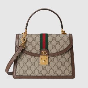 Gucci Small Ophidia Top Handle Bag In GG Supreme Canvas 651055 Beige/Brown