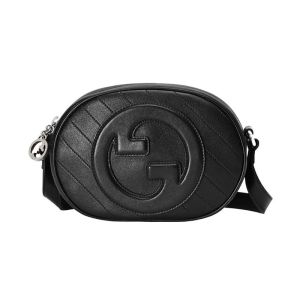 Gucci Small Blondie Oval Bag In Subtler Leather 760175 Black