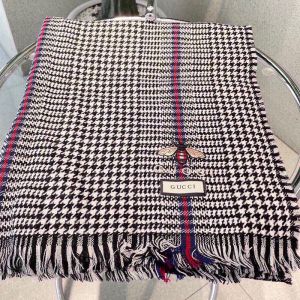 Gucci Scarf Houndstooth Cashmere Black