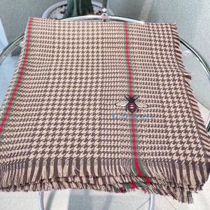 Gucci Scarf Houndstooth Cashmere Coffee