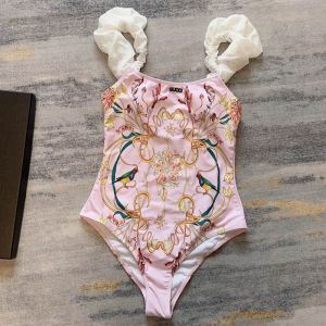 Gucci Swimsuit with Floral Bird Logo Women Lycra Pink