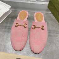 Adidas X Gucci Horsebit Slides Women GG Supreme Canvas Pink