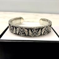 Gucci Double G Angel Wings Cuff Bracelet In Silver