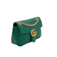 Gucci Small Marmont Flap Shoulder Bag In Matelasse Leather 443497 Green