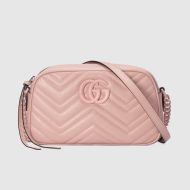 Gucci Small Marmont Shoulder Bag In Matelasse Leather 447632 Pink