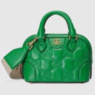 Gucci Mini Matelasse Top Handle Handbag In GG Leather 727793 Green