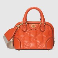 Gucci Mini Matelasse Top Handle Handbag In GG Leather 727793 Orange