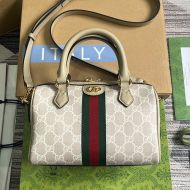 Gucci Mini Ophidia Boston Bag In GG Supreme Canvas 772053 Khaki/White