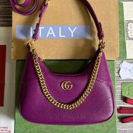 Gucci Small Aphrodite Half-Moon Bag In Soft Leather 731817 Purple