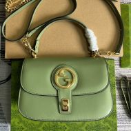 Gucci Small Blondie Flap Top Handle Bag In Leather 735101 Green