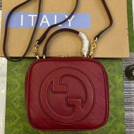 Gucci Small Blondie Square Top Handle Bag In Subtler Leather 744434 Burgundy