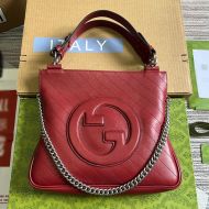 Gucci Small Blondie Square Tote In Subtler Leather 751518 Burgundy