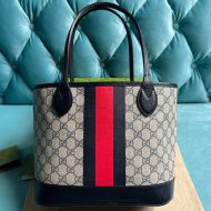 Gucci Small Ophidia Stripe Tote In GG Supreme Canvas 726762 Beige/Blue