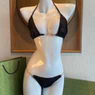 Gucci Bikini with GG Chain Women GG Supreme Tulle Black