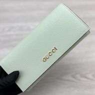 Gucci Large Continental Wallet with Logo Script In Leather Green