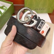 Gucci GG Marmont Monogram Belt with GG Rectangular Buckle Calfskin Black/Silver