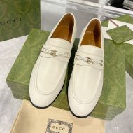 Gucci Horsebit Interlocking G Loafers Women Leather White