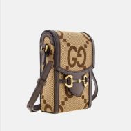 Gucci Mini Horsebit 1955 Smart Phone Case In Jumbo GG Canvas Brown