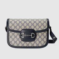 Gucci Small Horsebit 1955 Shoulder Bag In GG Supreme Canvas Blue