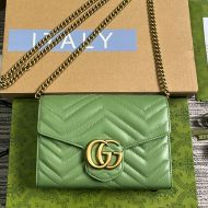 Gucci Large Marmont Flap Chain Wallet In Matelasse Leather 474575 Olive