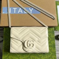 Gucci Large Marmont Flap Chain Wallet In Matelasse Leather 474575 White