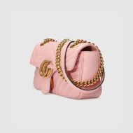 Gucci Mini Marmont Flap Shoulder Bag In Matelasse Leather 446744 Pink