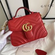 Gucci Mini Marmont Top Handle Bag In Matelasse Leather Red