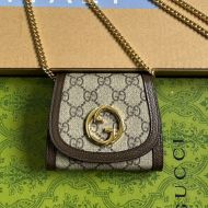 Gucci Medium Blondie Chain Wallet In GG Supreme Canvas 725219 Beige/Coffee