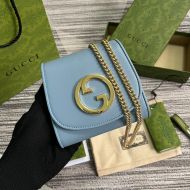 Gucci Medium Blondie Chain Wallet In Leather 725219 Sky Blue