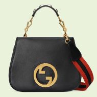 Gucci Medium Blondie Top Handle Bag with Studs In Leather 721172 Black