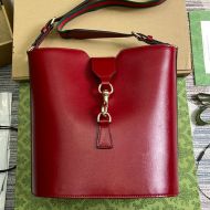 Gucci Medium Bucket Shoulder Bag In Leather 782904 Red