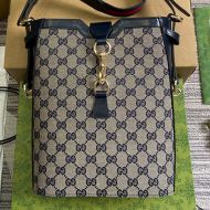 Gucci Medium Bucket Shoulder Bag In Original GG Canvas 782911 Navy Blue