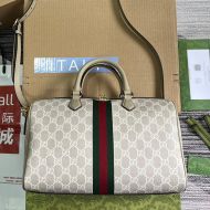 Gucci Medium Ophidia Boston Bag In GG Supreme Canvas 772065 Khaki/White