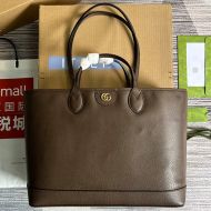 Gucci Medium Ophidia Tote In Textured Leather 739730 Coffee