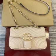 Gucci Mini Marmont Flap Shoulder Bag In Matelasse Leather 446744 Apricot