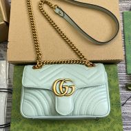 Gucci Mini Marmont Flap Shoulder Bag In Matelasse Leather 446744 Sky Blue