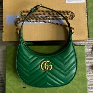 Gucci Mini Marmont Half-Moon Bag In Matelasse Leather 699514 Green