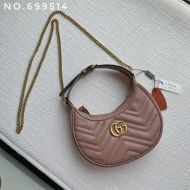 Gucci Mini Marmont Half-Moon Bag In Matelasse Leather 699514 Nude