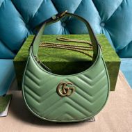 Gucci Mini Marmont Half-Moon Bag In Matelasse Leather 699514 Olive