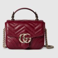 Gucci Mini Marmont Top Handle Bag In Quilted Leather 811238 Burgundy