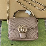 Gucci Mini Marmont Top Handle Bag In Quilted Leather 811238 Coffee