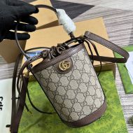 Gucci Mini Ophidia Round Bucket Bag In GG Supreme Canvas 760199 Brown