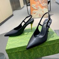 Gucci Slingback Heeled Pumps Women Leather Black