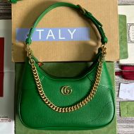 Gucci Small Aphrodite Half-Moon Bag In Soft Leather 731817 Green