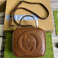 Gucci Small Blondie Square Top Handle Bag In Subtler Leather 744434 Brown